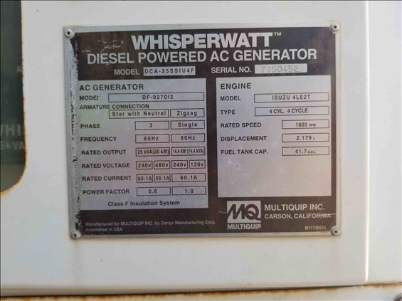 2014 Multiquip DCA25SSIU4F Diesel Generator