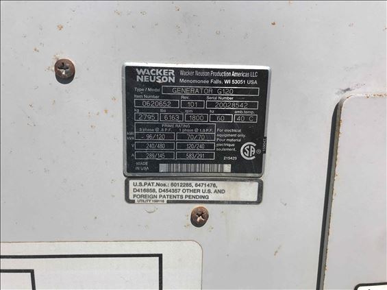 2011 Wacker Neuson G 120 Diesel Generator