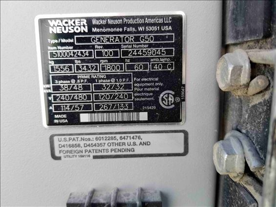 2018 Wacker Neuson G50 T4F Diesel Generator