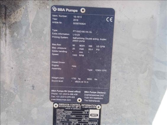 2016 BBA PT150 Pump