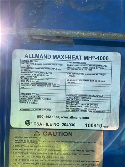 2014 Allmand MH1000 Heater