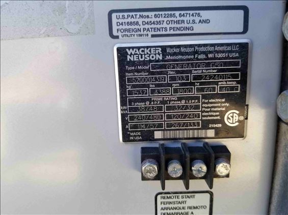 2016 Wacker Neuson G50 T4F Diesel Generator
